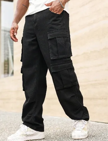 Blugi SHEIN Plus Size Men, negru Negru