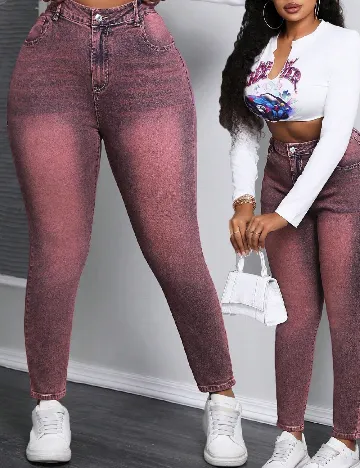 Blugi SHEIN CURVE, roz Roz