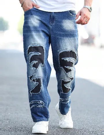 Blugi SHEIN Plus Size Men, albastru Albastru