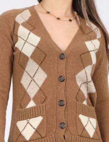 Cardigan Zara, maro/alb