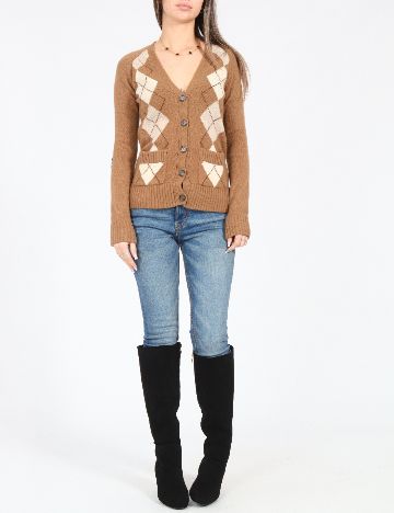 Cardigan Zara, maro/alb