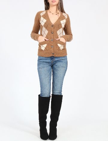 Cardigan Zara, maro/alb