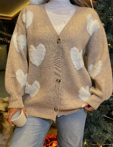 Cardigan SHEIN CURVE, maro deschis Maro