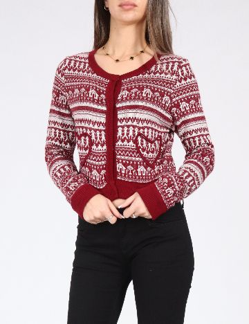 Cardigan Zara, rosu/alb