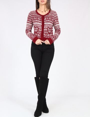 Cardigan Zara, rosu/alb