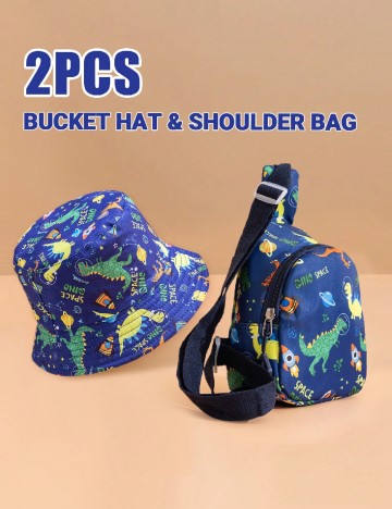 Set borseta si palarie Shein Kids, albastru