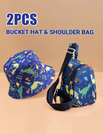 Set borseta si palarie Shein Kids, albastru Albastru