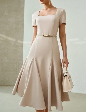 Rochie medie MOTF, crem