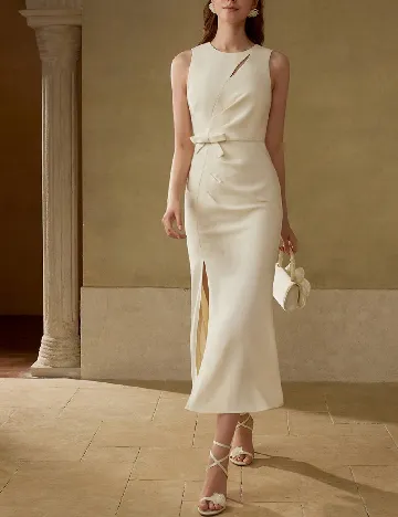 Rochie lunga MOTF, ecru Alb