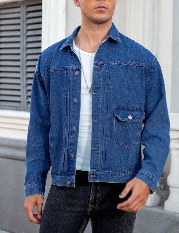 Jacheta SHEIN Plus Size Men, albastru