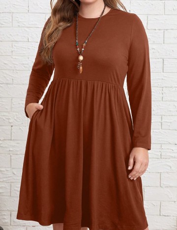 Rochie scurta Emery Rose Curve, maro