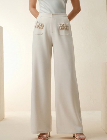 Pantaloni Anewsta, crem