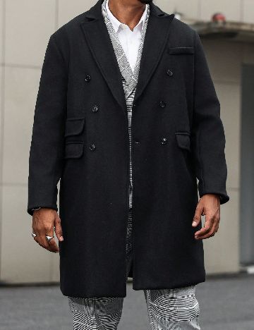 Palton SHEIN Plus Size Men, negru