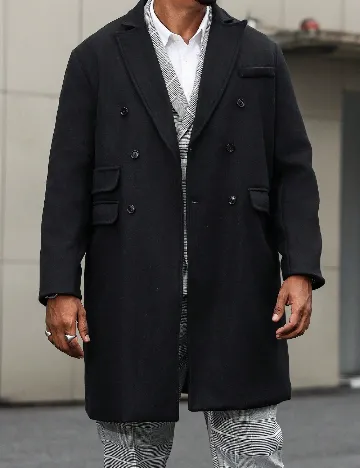 Palton SHEIN Plus Size Men, negru Negru