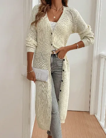 Cardigan SHEIN, ecru Alb