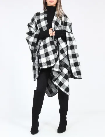 Poncho Zara, alb/negru Negru