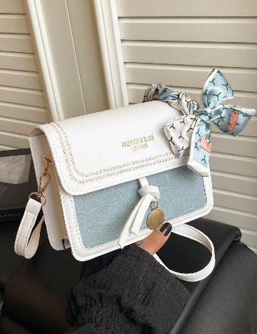 Geanta SHEIN, alb/bleu