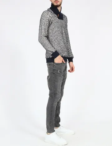 Bluza Zara, bleumarin/alb Albastru