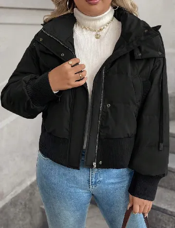 Geaca SHEIN CURVE, negru Negru