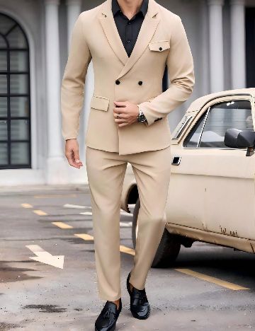 Costum SHEIN Plus Size Men, maro deschis