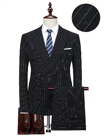 Costum SHEIN Plus Size Men, bleumarin inchis Albastru