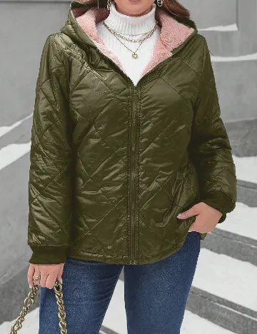 Geaca SHEIN CURVE, verde Verde