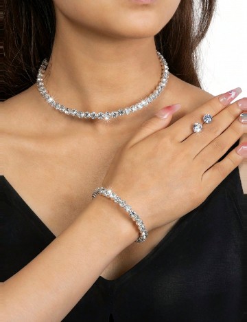 Set colier si cercei SHEIN, argintiu