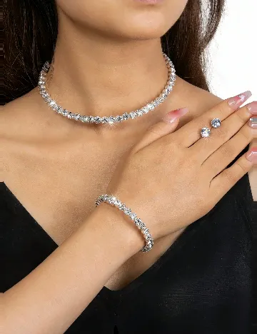Set colier si cercei SHEIN, argintiu Gri