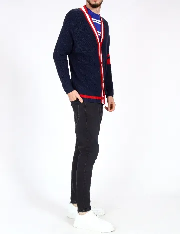 Cardigan Bershka, bleumarin/rosu Albastru