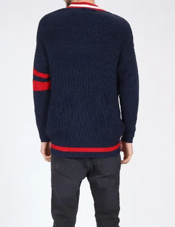 Cardigan Bershka, bleumarin/rosu Albastru