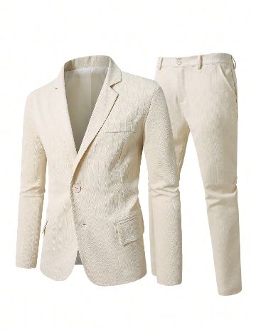 Costum SHEIN Plus Size Men, crem