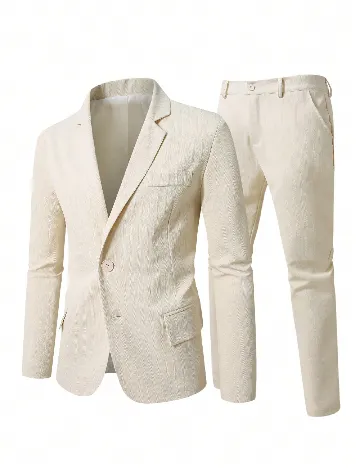 Costum SHEIN Plus Size Men, crem Crem