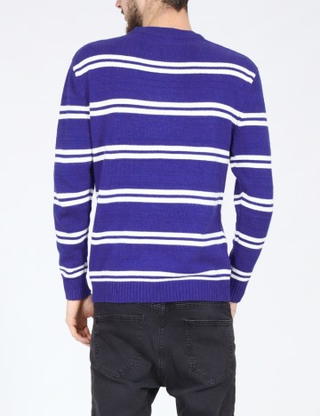 Pulover Bershka, alb/albastru