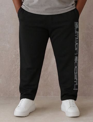 Pantaloni SHEIN Plus Size Men, negru