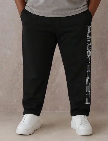 Pantaloni SHEIN Plus Size Men, negru Negru