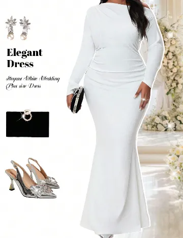 Rochie lunga SHEIN CURVE, alb Alb