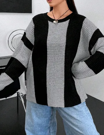 Bluza SHEIN CURVE, negru/gri Negru