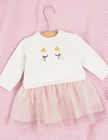 Rochie Cool Club, alb/roz