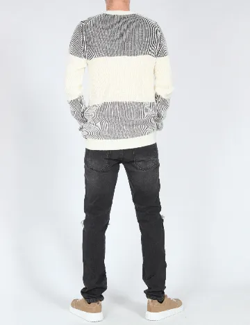 Pulover Bershka, ecru/negru Alb