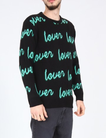 Pulover Pull&Bear, negru/verde