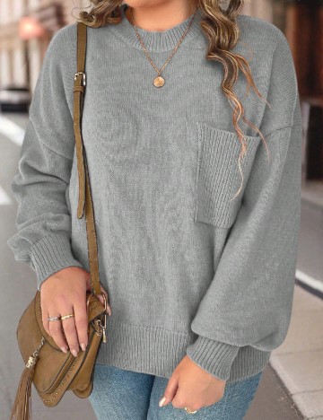 Pulover SHEIN CURVE, gri