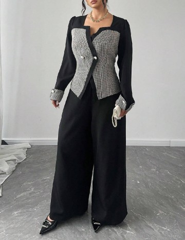 Compleu SHEIN CURVE, negru/alb