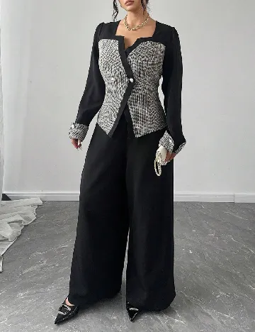 Compleu SHEIN CURVE, negru/alb Negru