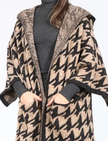 Cardigan Zara, negru/crem Crem