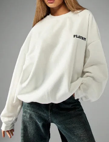 Bluza Oversize Missguided, alb Alb