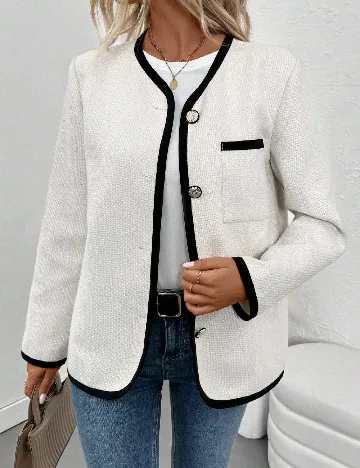 Jacheta SHEIN, ecru Alb