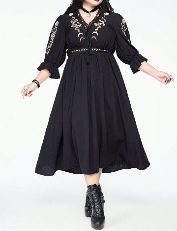 Rochie medie Romwe Plus Size, negru