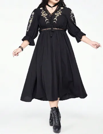 Rochie medie Romwe Plus Size, negru Negru