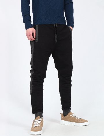 Pantaloni Bershka, negru/gri