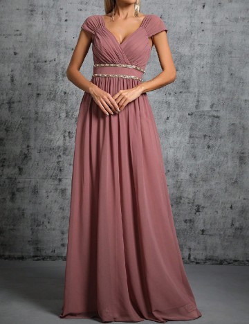 Rochie lunga Mgiacy, roz pudra inchis